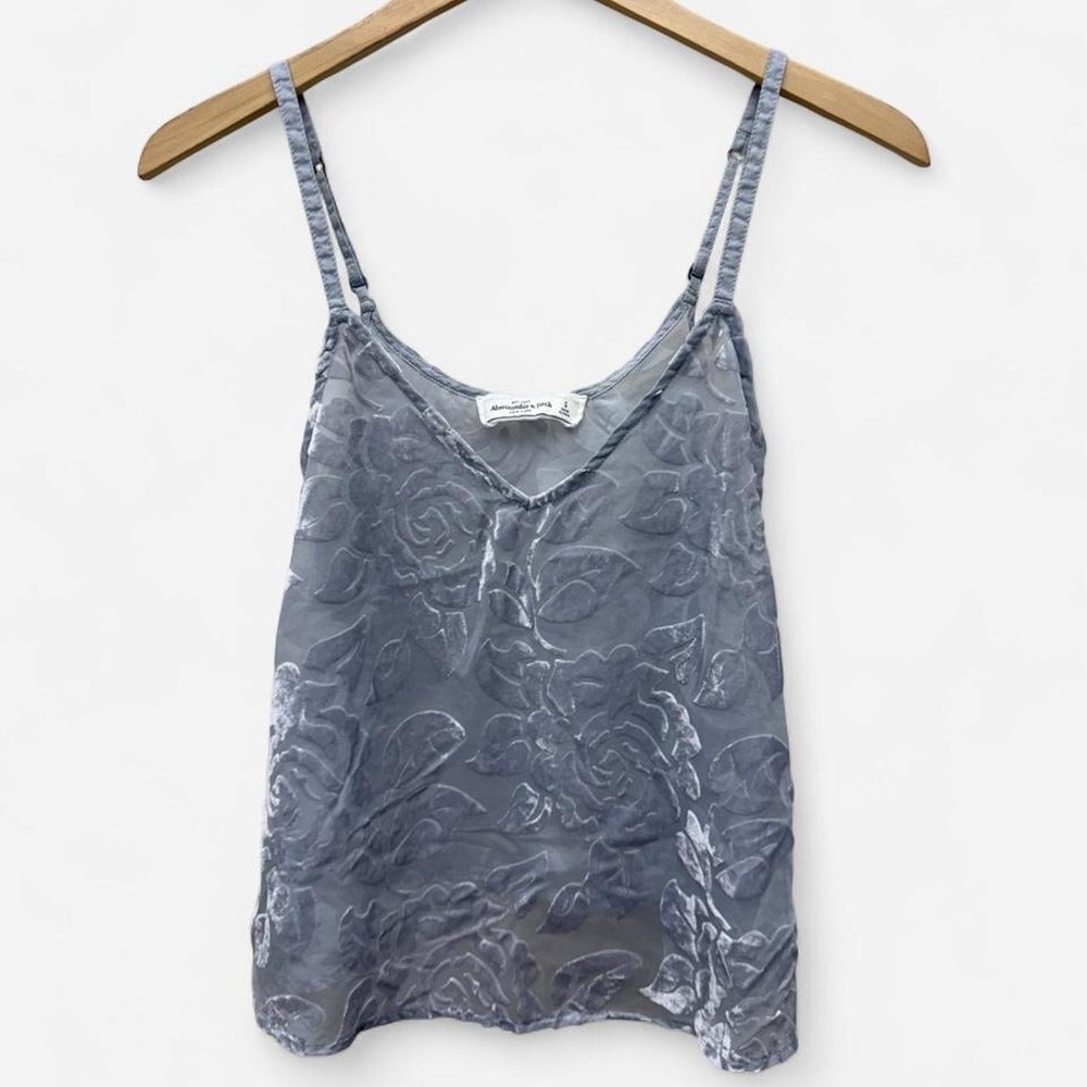 Abercrombie & Fitch gray floral cami top sheer with silver floral size S